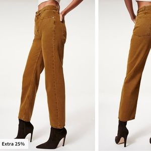 NWT Good American sz 14 bronze brown straight leg jeans, slight stretch, 🔥